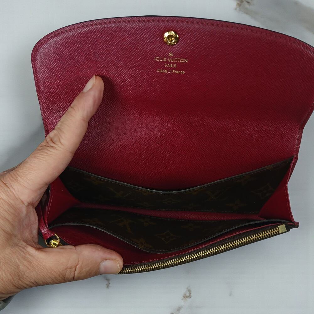 Authentic Louis Vuitton Emilie Logo Canvas Pink Leather Wallet & Gold Chain COA - Picture 10 of 14